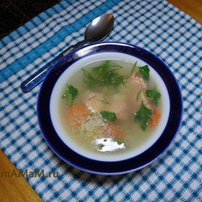 Суп картофельный с красной рыбой