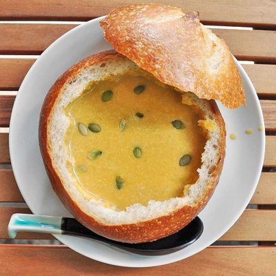 Молочный тыквенный суп-пюре с манкой