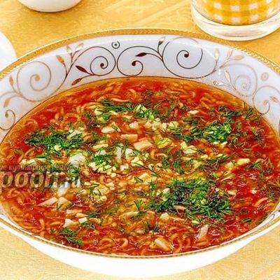 Суп из помидоров и вермишели быстрого приготовления