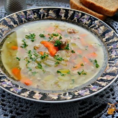 Овощной суп с гречкой и куриным фаршем