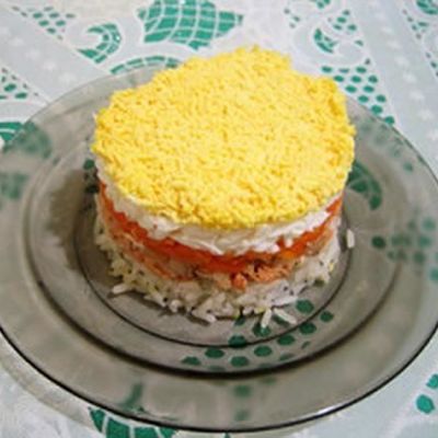 Салат Мимоза с рисом