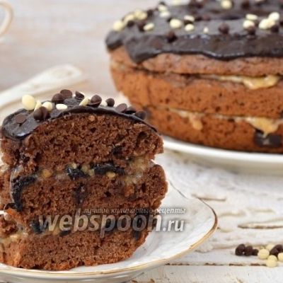 Шоколадный кекс с кусочками шоколада в мультиварке