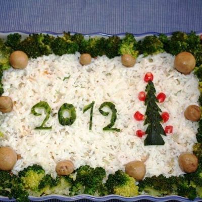 Сытный новогодний салат