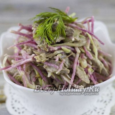 Салат из зеленой редьки по-узбекски