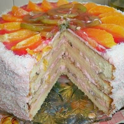 Бисквитно-фруктовый торт