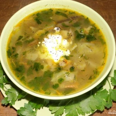 Грибной суп с капустой