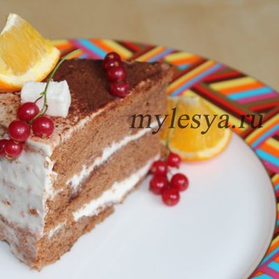 Шоколадный торт со сметанным кремом с добавлением ликёра Бейлиз