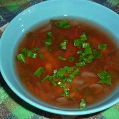 Постный суп со свеклой и белой фасолью в мультиварке