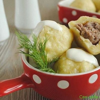 Клецки картофельные с мясом