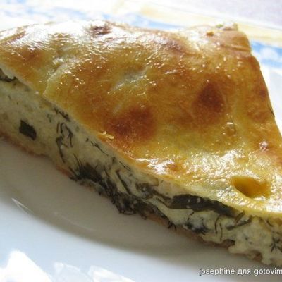 Пирог с творогом,сыром и зеленью