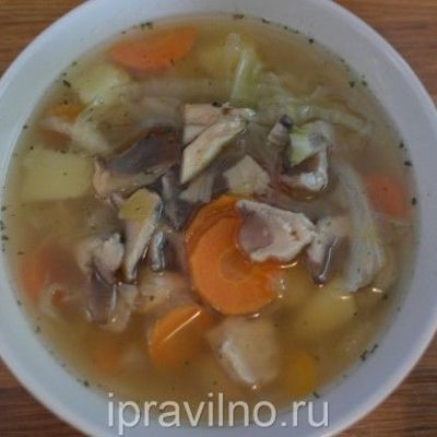 Овощной суп с вешенками