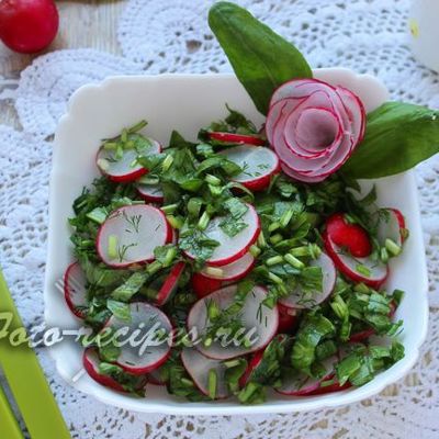 Витаминный салат из редиса и щавеля
