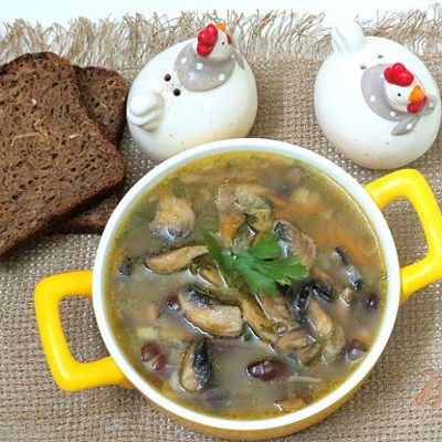 Суп с фасолью и грибами