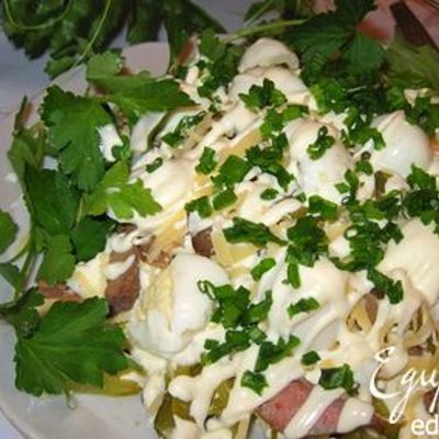 Салат из печени с перепелиными яйцами