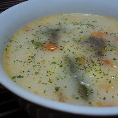 Суп из замороженных овощей и грибов