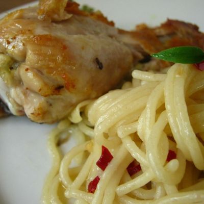 Спагетти альо-ольо-пеперончино и жареная курица, или Что на ужин?