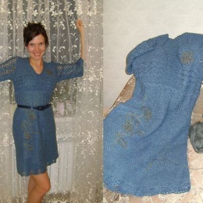 Синее акриловое платье