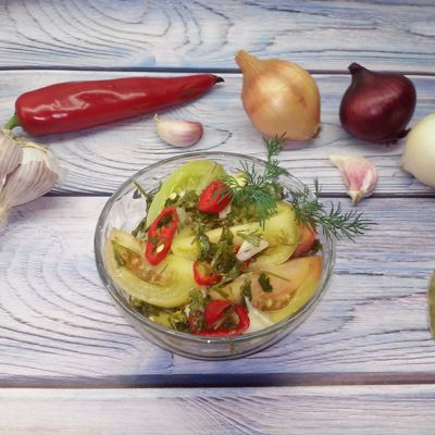 Салат из зеленых помидоров быстрый вкусный и простой рецепт