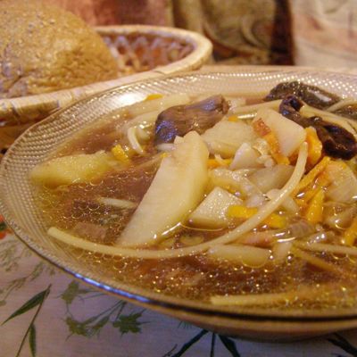 Грибной суп с макаронами