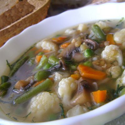 Белковое царство без масла - суп с чечевицей и овощами