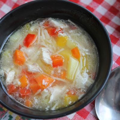 Легкий летний куриный суп с вермишелью за 20 минут
