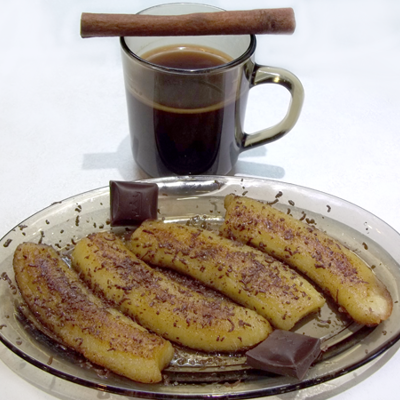 Утренний десерт к кофе Жареные бананы с шоколадом