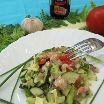 Овощной салат с сардинами