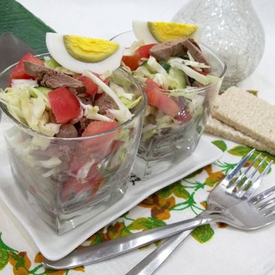 Недорогой салат из овощей и печени просто и вкусно