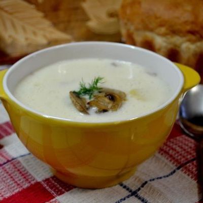 Нежный суп с грибами и плавленым сыром
