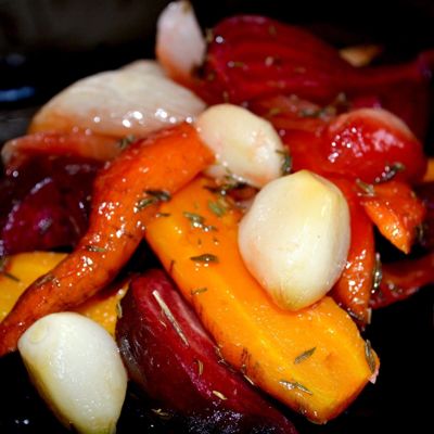 Запеченные овощи в медовом соусе