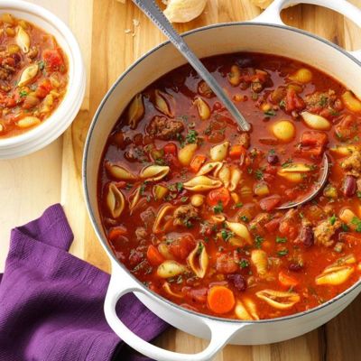 Паста э фаджоли - итальянский суп с макаронами и фасолью