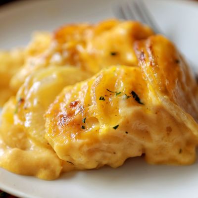 Сытный семейный ужин - картофельный гратен с сыром и луком