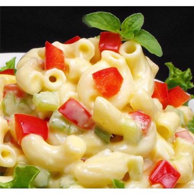 Вкусный макаронный салат с овощами и сливочной заправкой