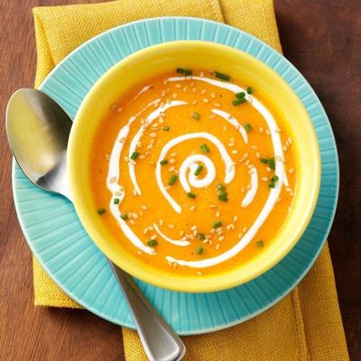 Осенний овощной суп из тыквы с картофелем и морковью