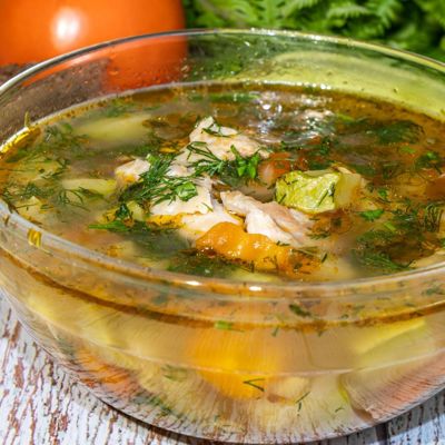 Летний овощной суп с курицей и зеленью