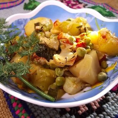 Рецепт: Постное овощное рагу в мультиварке - с фасолью
