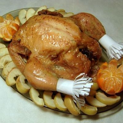 Пошаговый рецепт приготовления курицы с яблоками в духовке
