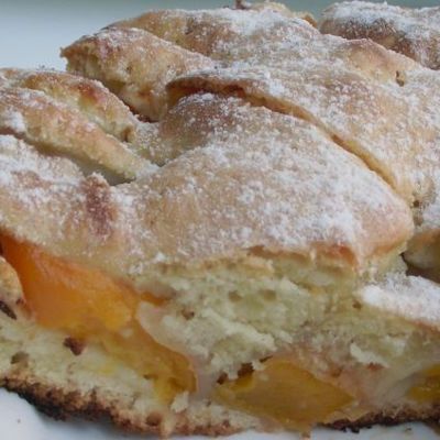 Бисквитный пирог с персиками - простой рецепт | Чудо-Повар