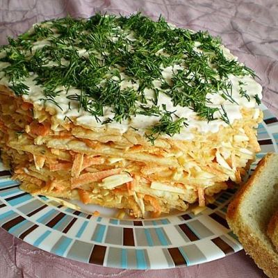 Вафельный корж в кляре с мясной начинкой