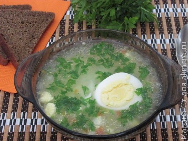 Рисовый суп с яйцом