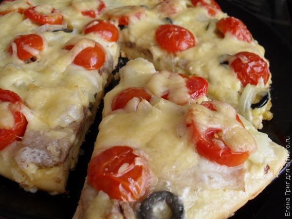 Пицца с мясом, пошаговый рецепт на ккал, фото, ингредиенты - Елена