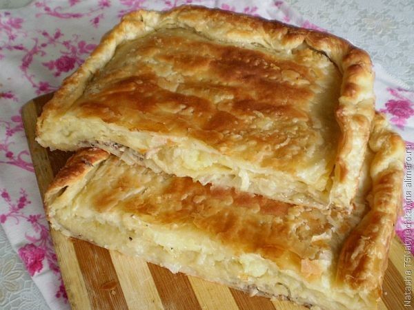 Рыбный пирог с сайрой, картофелем и луком – пошаговый рецепт приготовления с фото