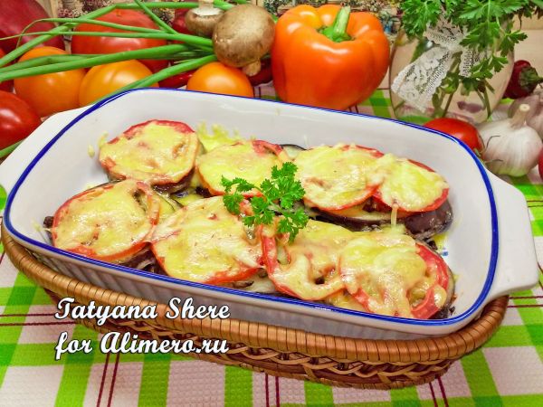 Баклажаны, кабачки, помидоры и сыр в духовке — рецепт с фото пошагово