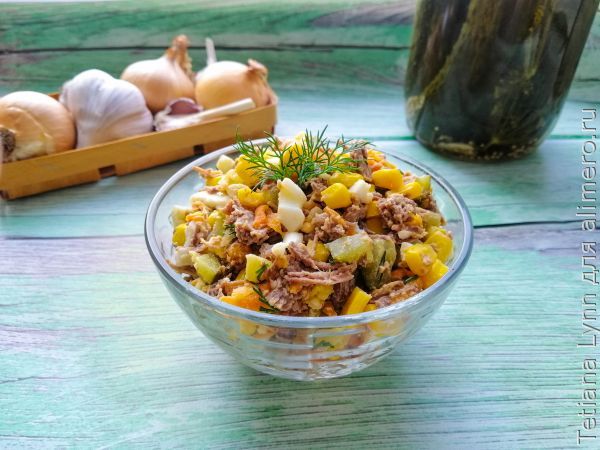 Мясной салат - рецепты с фото на витамин-п-байкальский.рф ( рецепта салатов с мясом)