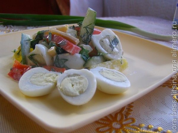 салат с перепелиными яйцами
