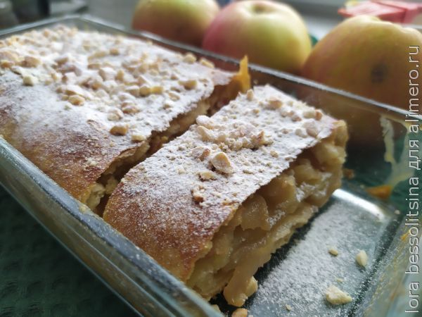 Яблочный пирог из слоёного теста — рецепт с фото и видео