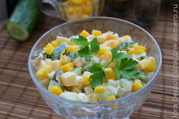 Весенний салат со сладкой кукурузой – пошаговый рецепт приготовления с фото