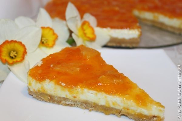 Творожно-апельсиновый  торт без выпечки