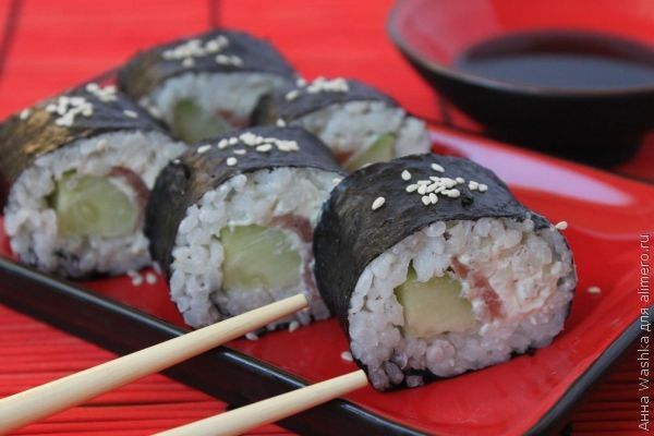 Суши с огурцом – пошаговый рецепт приготовления с фото