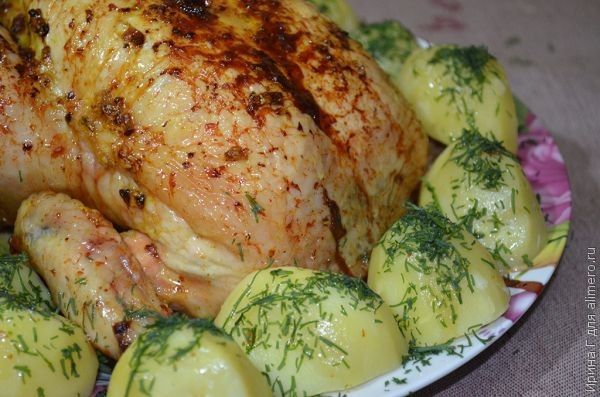 Рецепт: Курица фаршированная - Запеченная в духовке
